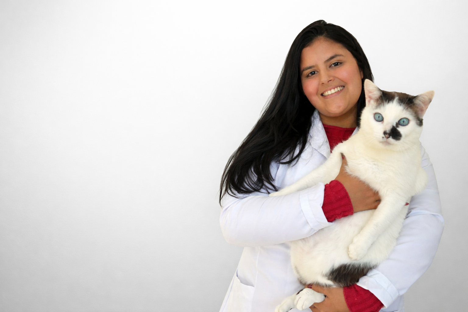 Veterinária com gato